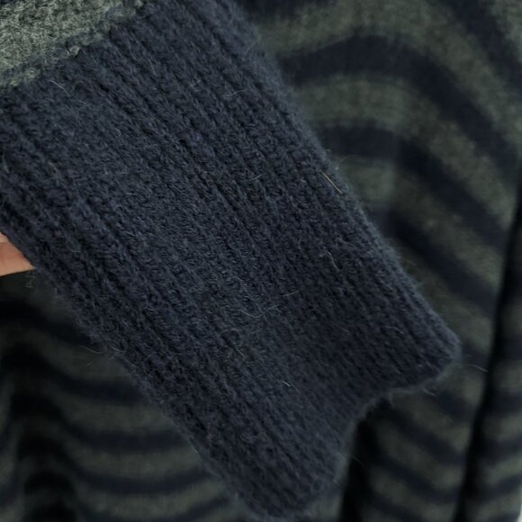 Vince Merino Wool/Camel Blend Slouchy Stripe Sweater M Black/Gray - Picture 10 of 16